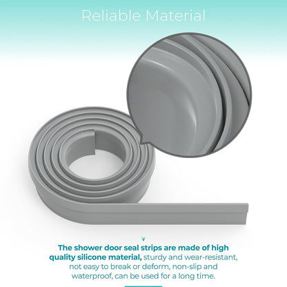 Framed Shower Door Sweep, 36" Shower Door Bottom Seal for Swing Doors | Angled Gray Swing Door T Seal Sweep with Drip Rail, Shower Bottom Door Sweep Replacement