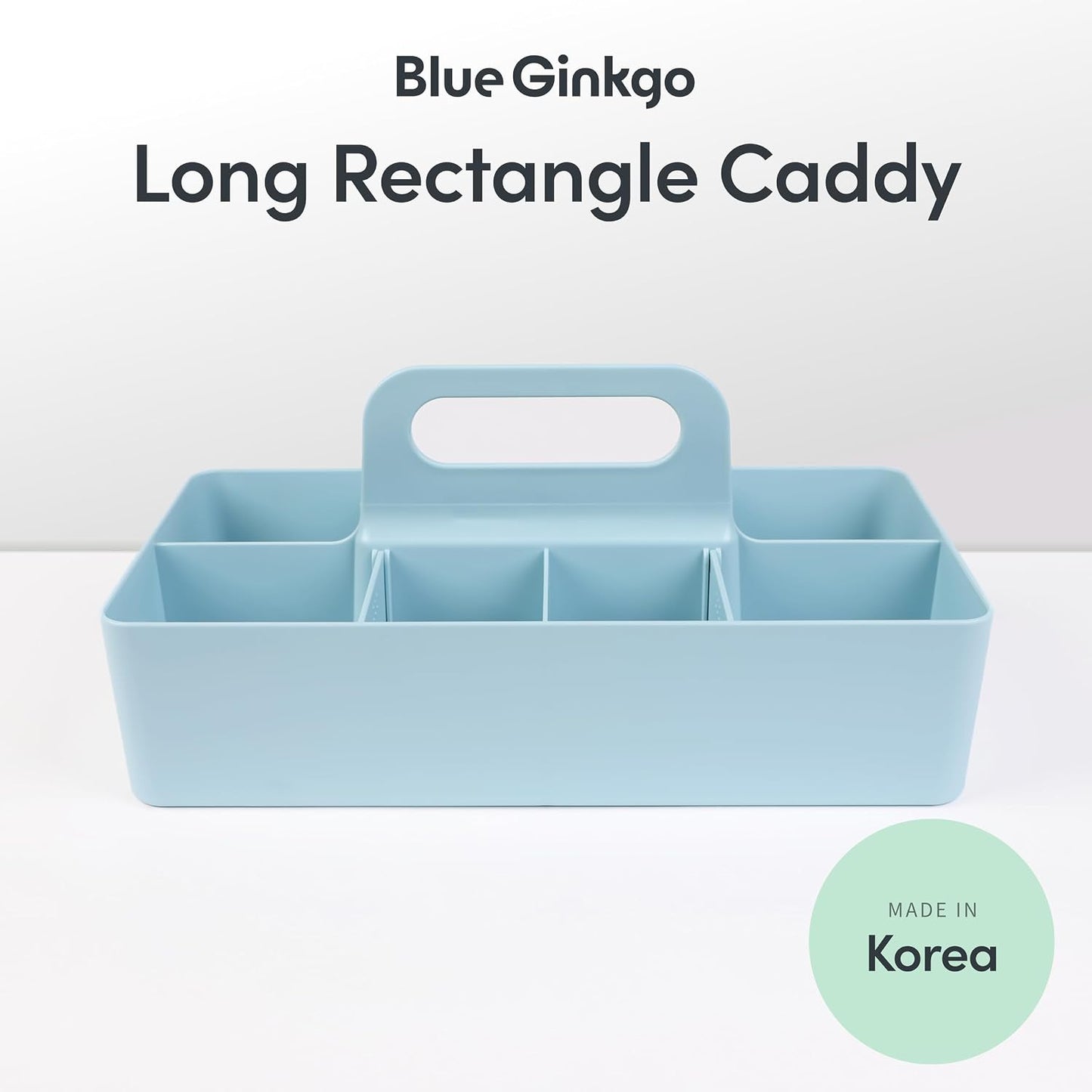 BLUE GINKGO Stackable Organizer Caddy, Rectangle, White, Made in Korea | Portable. Adjustable. Home, Office & School Storage.