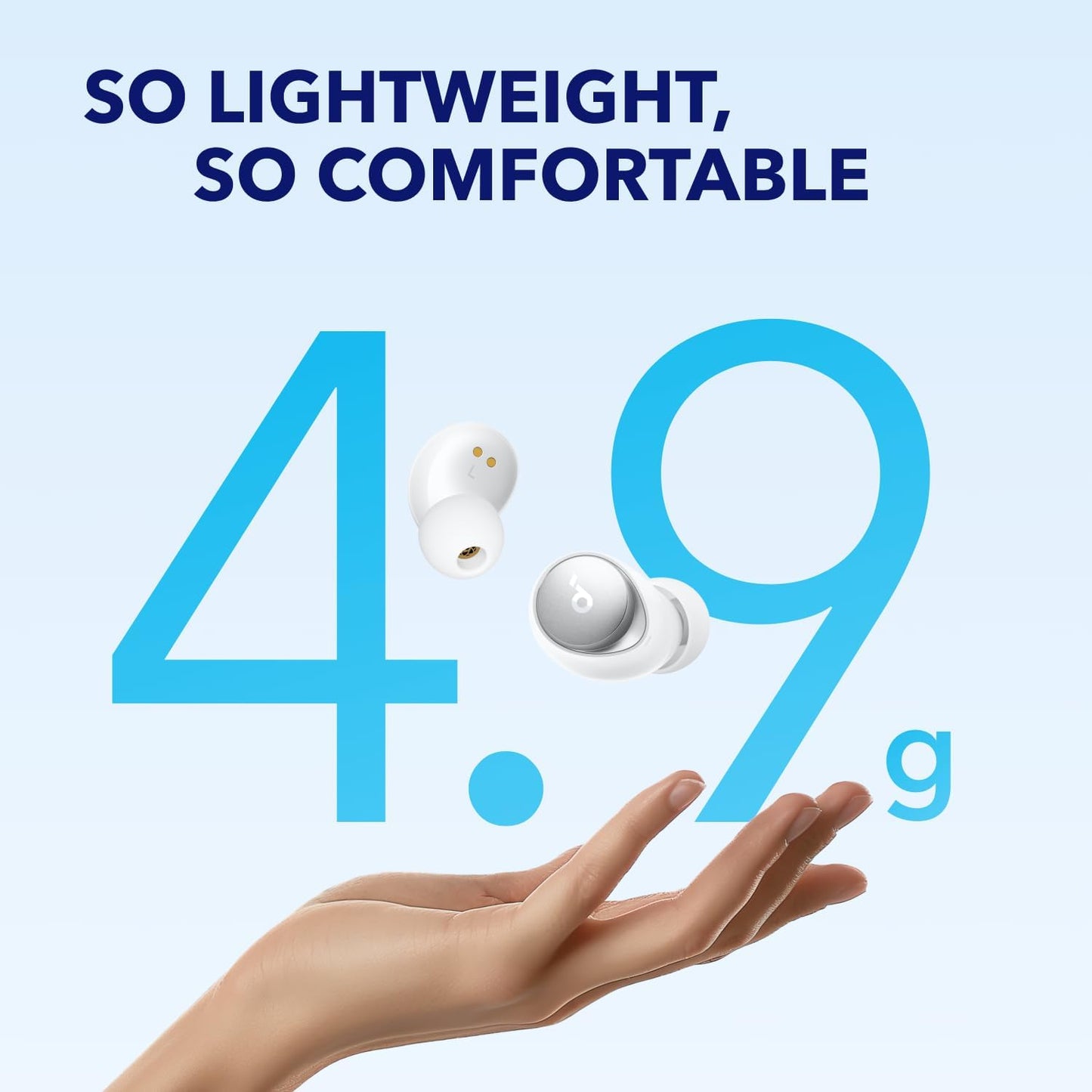 soundcore by Anker Space A40 Auto-Adjustable Active Noise Cancelling Wireless Earbuds, Reduce Noise by Up to 98%, 50H Playtime, Hi-Res Sound, Comfortable Fit, App Customization, Wireless Charge (Blue) | Reduce Noise by Up to 98%, Ultra Long 50H Playtime,