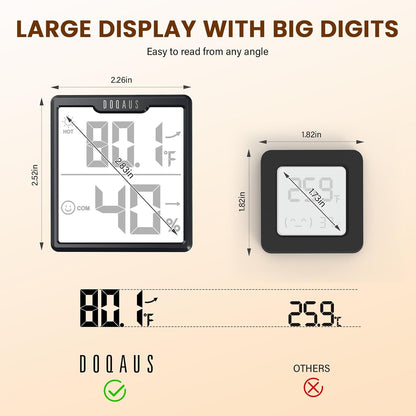 DOQAUS 3 Pieces Digital Hygrometer Indoor Thermometer Humidity Meter, Black | Accurate Temperature Indicator and Humidity Monitor for House, Baby Room, Greenhouse, Incubator - Battery Included