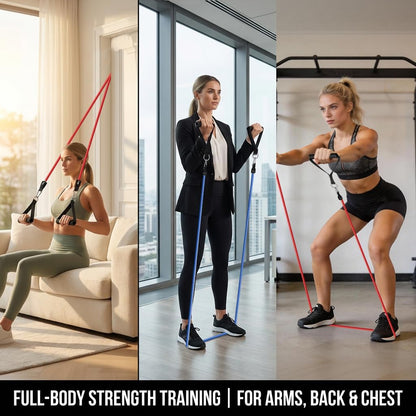 VElCK Resistance Bands Set with Handles for Exercise, Workout and Home Gym | 100% Natural Latex, 10-150LBS, Versatile for Yoga, Pilates, Strength, Home Gym