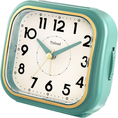 Tinload 4.3" Vintage Retro Analog Alarm Clock, Super Silent Non Ticking Clock with Manual Light, Snooze, Battery Operated, Simply Design, for Living Room, Bedroom, Bedside, Desk(Blue-V2)