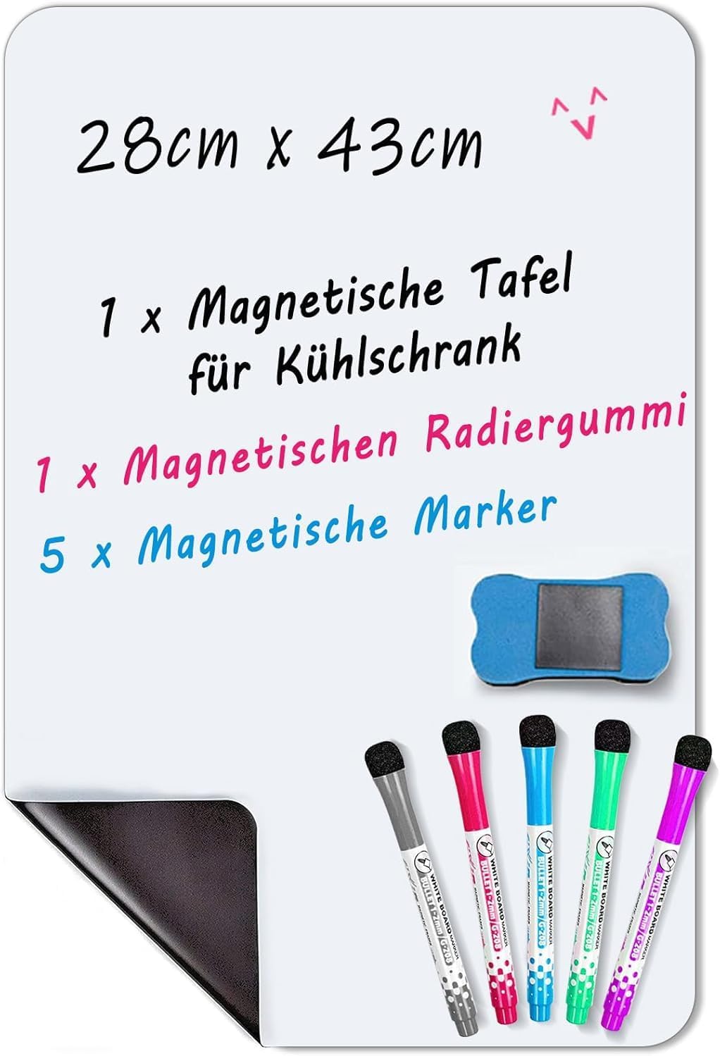 INMORVEN Small White Board Dry Erase Menu Planner, 8"x6" Magnetic Small Dry Erase Board for Fridge Grocery List, Refrigerator White Boards to Do List, with Markers and Eraser