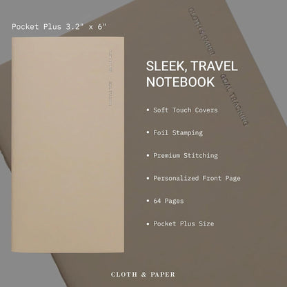Cloth & Paper Travel Notebook | Daily Wellness Planner – Smoked Salt | Pocket Plus Wellness Planner 3.2" x 6" | Habit Tracker & Self Care Journal for Goals, Gratitude & Reflection – Soft Touch Cover