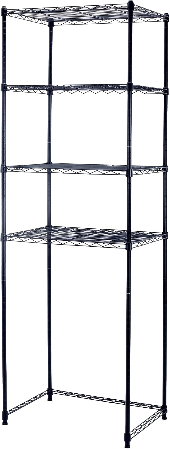 Zvyteay 4 Tier Mini Fridge Shelf Adjustable Height Storage Shelf Metal Storage Rack Mini Fridge and Microwave Stand for Dorm, Kitchen, Office, White