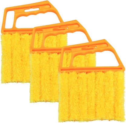 3PCS 6.3 Inch 7-Finger Microfiber Vent Cleaning Brushes, Orange | PP handles, detachable washable cloths, reusable design, reaches narrow grille gaps, automotive cleaning tools