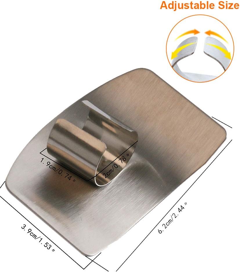 2 Pcs Finger Guard for Cutting aid, Kitchen Tool, Stainless Steel Knife Protector, Adjustable Hand Protect Fingers, Avoid Hurting, Slicing and Chopping, Silver