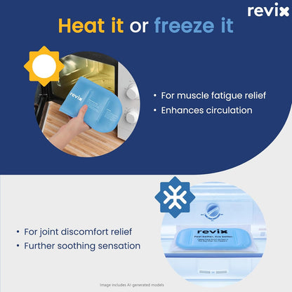 REVIX Ice Pack for Injuries Reusable, 2-Pack Hot & Cold Gel Wrap with Strap