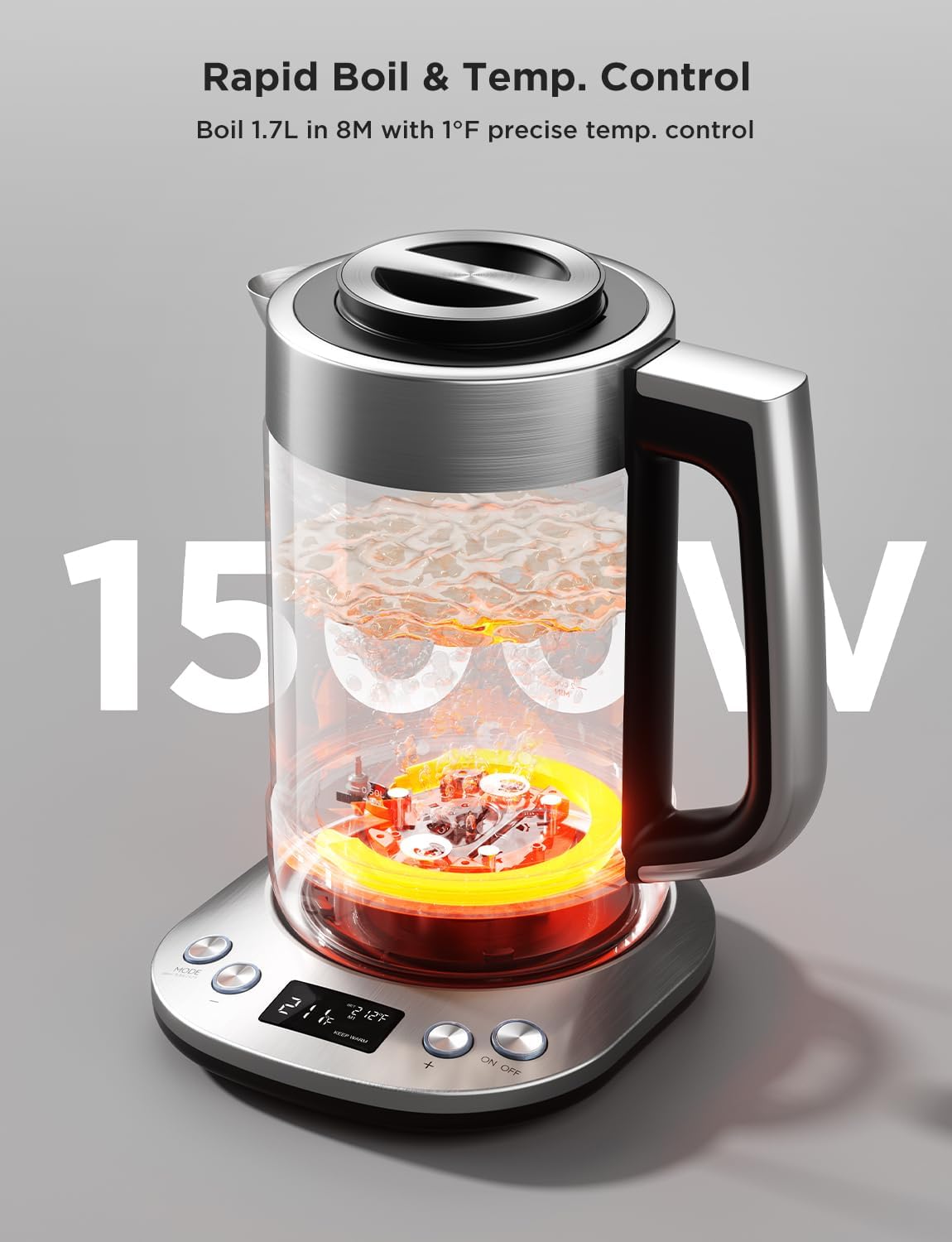GoveeLife Smart Electric Kettle with Tea Infuser for Loose Leaf, 1.7 L Electric Tea Kettle with Brewing Program, Variable Temperature Control, 2 H Keep Warm & Auto Shut-Off, BPA Free. Black | Electric Tea Kettle with Brewing Program, Variable Temperature