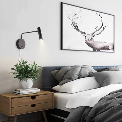 Joossnwell Wall Lamps that Plug in, Bronze Metal Industrial Wall Spotlight with Switch on Off for Home Bedside Lighting Fixtures Warm White 3000K 1 Pack