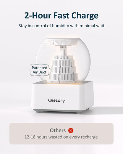 Wisedry 2 Hours Fast Rechargeable Mini Dehumidifier - Wireless Gun Safe Dehumidifier, Auto-Shutoff, Indicator Function (2 Dehumidifiers, White)
