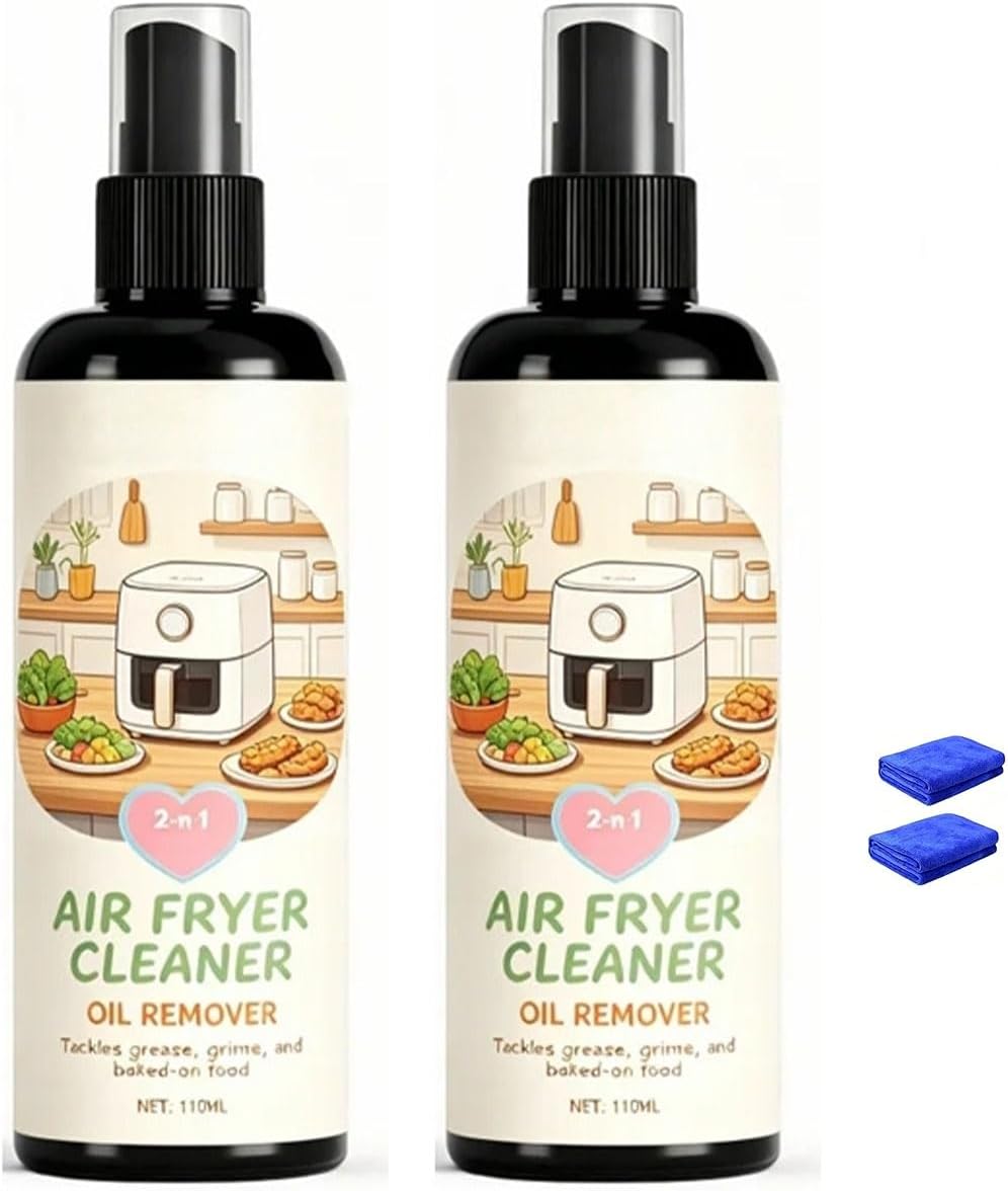 Air Fryer Cleaner and Degreaser Spray, Multi Surface Removes Grease, Grime, Oil Remover, Fast-Acting Kitchen Appliances (2PCS)