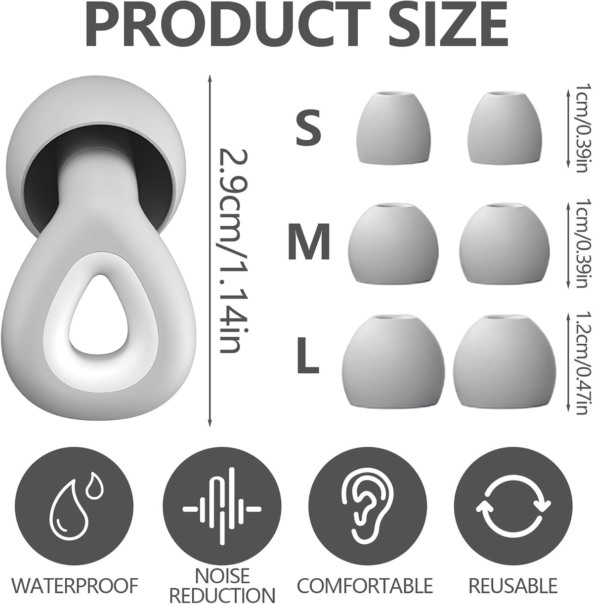 Noise Cancelling Ear plugs for Sleeping - Black Comfortable Reusable Silicone Earplugs for Sleep 24dB Noise Reduction Snoring and Studying Travel Concerts Hearing Protection with 3Tips and Storage Box