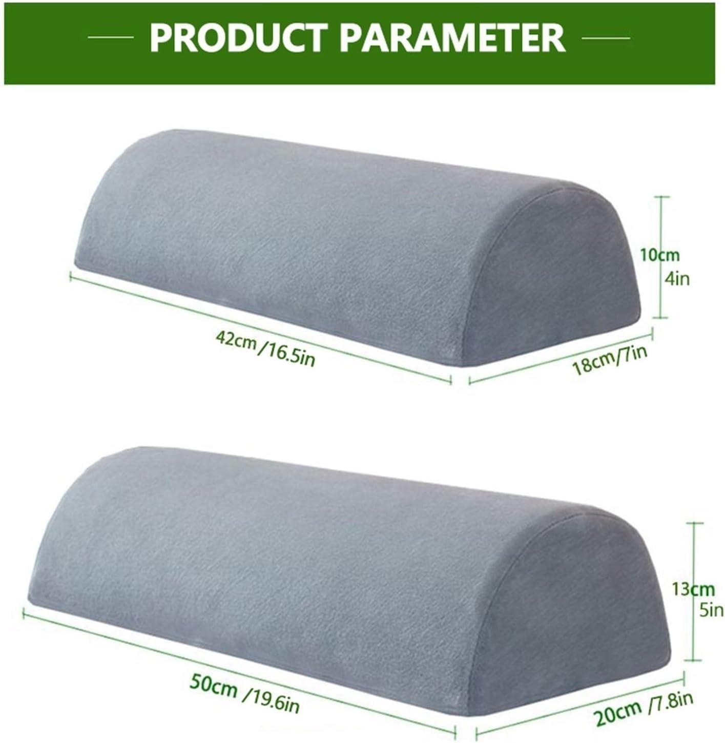 Large Half Moon Bolster Pillow for Legs, Knees, Side Sleepers，Lower Back and Head, with Pillowcase Memory Foam Leg Pillows for Sleeping Yoga Bed(#14,16.5x7x4in/42x18x10cm)