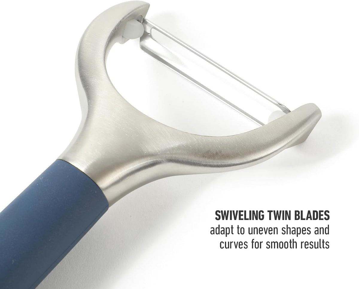 Calphalon Stainless Steel Vegetable Peeler with Swivel Blade, Ergonomic Non-Slip Grip Handle for Fruits & Vegetables, Kitchen Peeler for Smooth Peeling & Meal Prep