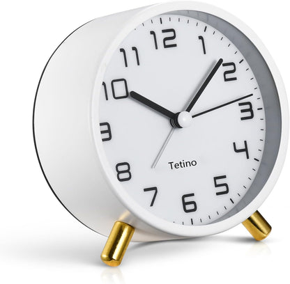 Tetino Analog Alarm Clocks,Retro Metal Desk Silent Non Ticking Small Clock with Night Light,Battery Operated,Simple Design,for Bedrooms, Bedside,Office,Home Décor (Green)