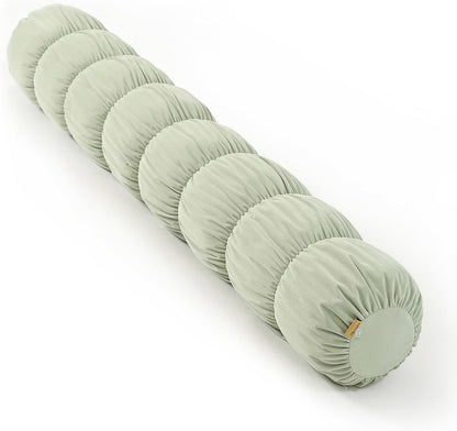 Pat. Pend. Long Bolster Pillow for Bed, Small Body Pillow for Adults, Soft Velvet Washable Cover, Cylinder Pillow for Side Sleepers and Leg Support(Misty White, 39"x 7.87")