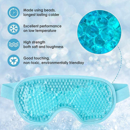 Cold Compress Eye Cover Reusable Gel Bead Sleep Eye Cover,Microwavable & Freezable Eye Compress Gel Mask with Adjustable Strap Puffy Eyes & Dark Circles for Women Girls