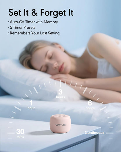 FLOWTUNE Sound Machine White Noise Machine for Baby Adults, 18 Non-looping Sounds, Timer, Memory Function, Portable Sleep Sound Therapy Gift (White)
