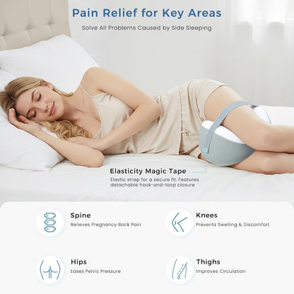 Knee Pillow for Side Sleepers, Leg Pillow with Adjustable Hook & Loop Strap & Removable Washable Cover for Spine Alignment, Sciatica, Hip & Back Pain Relief