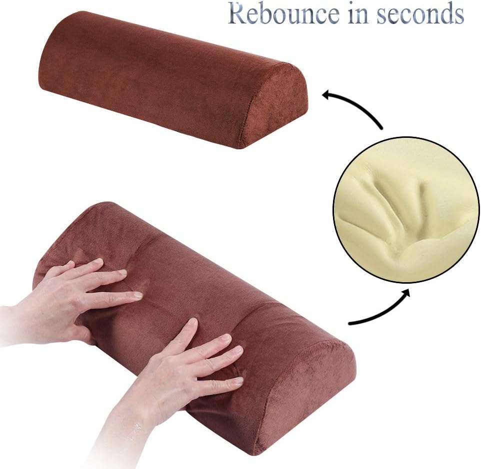 Memory Foam Bolster Pillow for Neck Back Lumbar Spine Legs Knee Pain Relief Pillow Support Multi-use (Brown)