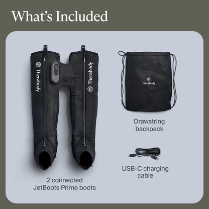 Therabody JetBoots Prime Wireless Compression Boots | Long 35"+ Inseam | 4 Pressure Levels Boost Circulation, Reduce Soreness & Speed Recovery | Long 37"+ Leg Length | Measure Before Ordering
