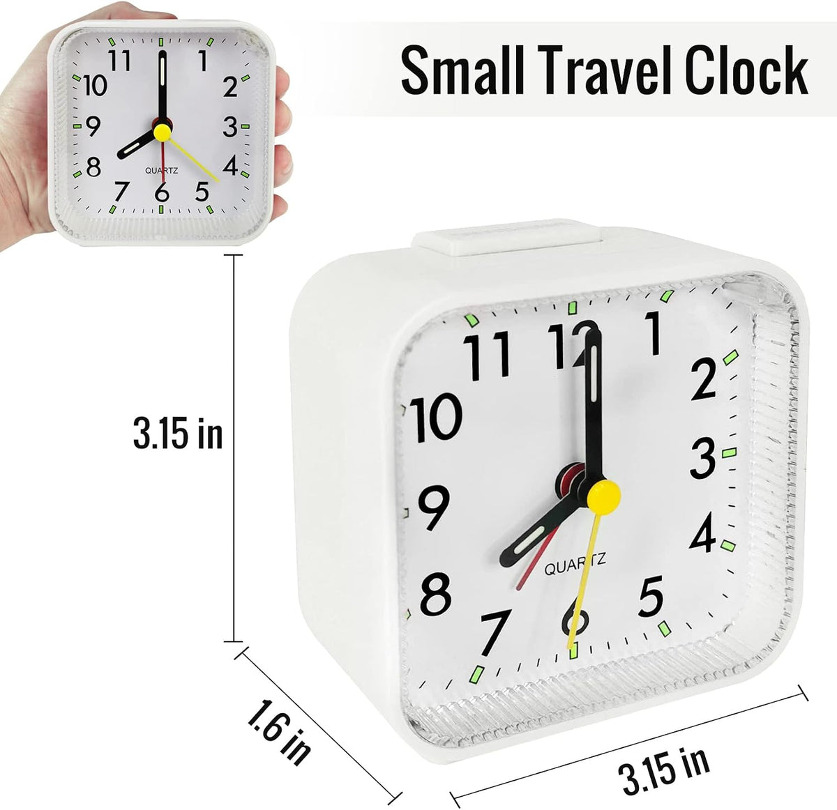 Lamisola Small Analog Travel Alarm Clock, Battery Operated Desk Table Shelf Clock for Kids, Quieter Bedside Alarm Clocks for Bedrooms Bathroom Living Room Kitchen, Black
