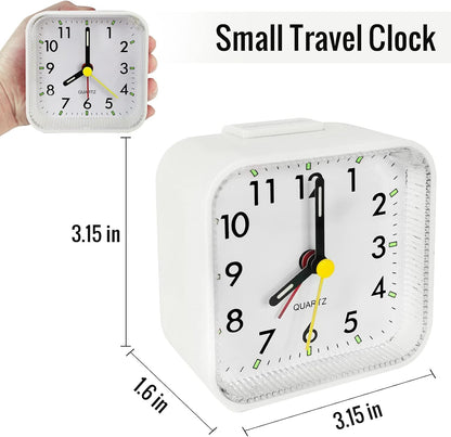 Lamisola Small Analog Travel Alarm Clock, Battery Operated Desk Table Shelf Clock for Kids, Quieter Bedside Alarm Clocks for Bedrooms Bathroom Living Room Kitchen, Black