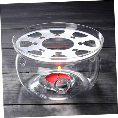 Glass Teapot Warmer Base High Borosilicate Glass Candle Holder for Tea Ceremony Accessories Elegant Heating Stand for Home Office and Tea Lovers Smooth Surface Design