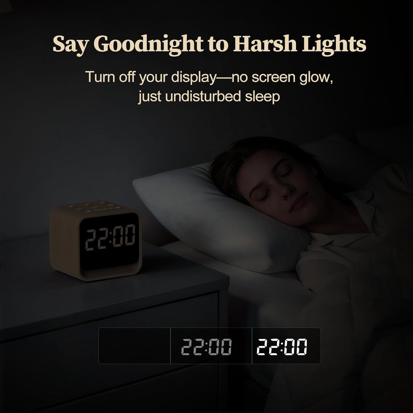 Housbay Wooden Sound Machine Alarm Clock for Bedrooms - Gentle Wake-Up with Birdsong, White Noise for Sleeping, Small Digital Clock for Phone-Free Routine
