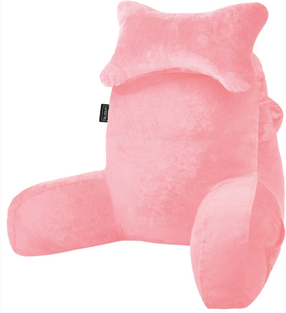 SLIGUY Reading Pillow for Sitting in Bed Couch Adult, Back Pillow with arm Support and Pockets, Adult Back Pillow Bed Chair for Bed Rest, Reading, Watching TV, Gaming for Boys and Girls Dark Grey