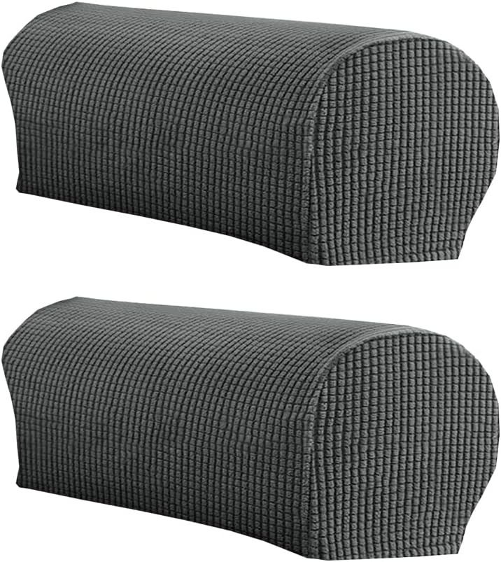 LINGXIYA Stretch Plush Armrest Covers, Spandex Armrest Slipcovers, Set of 2