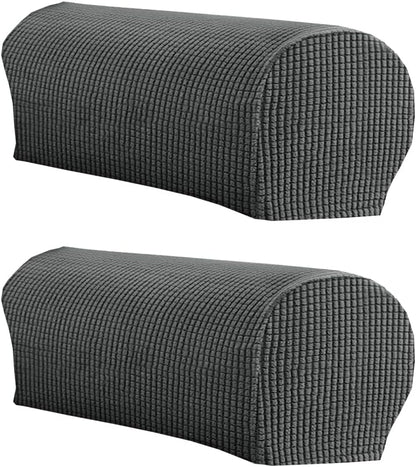 LINGXIYA Stretch Plush Armrest Covers, Spandex Armrest Slipcovers, Set of 2