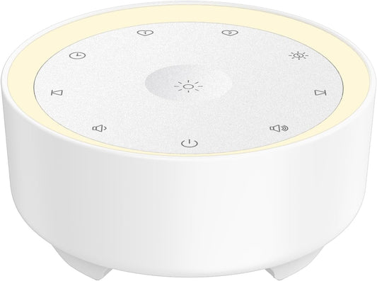 Kipcush White Noise Machine for Sleeping, Baby & Adults, High-Fidelity Non-Looping Sounds, Sleep Sound Machine with Dimmable Night Light, USB Powered, Memory Function, Home, Nursery & Travel