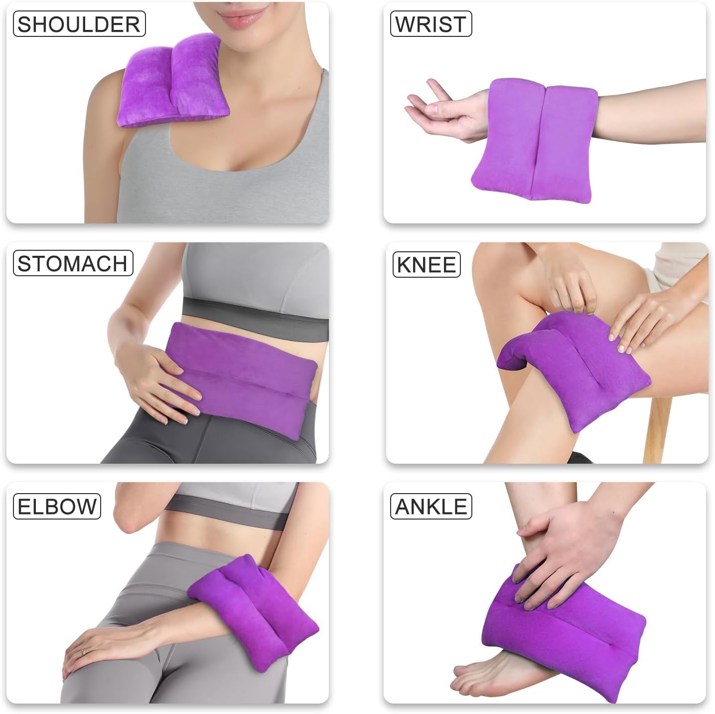Atsuwell 6 x 11'' Microwave Heating Pad for Cramps & Joint Relief, Grey | Stomach & Neck Stress Relief , Hot or Cold Therapy, Rice Microwavable Heat Pack, Unscented Moist Pad for Women & Men