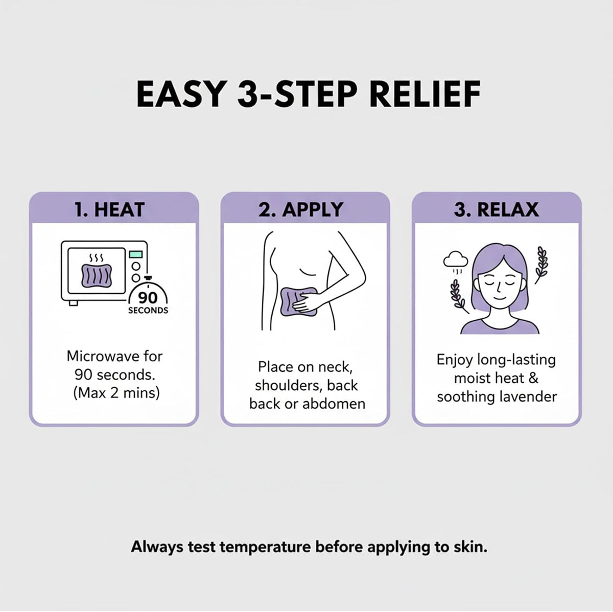 Microwavable Heating Pad - Multi-Purpose Warm Relief for Neck, Shoulders, Lumbar Muscles, Colic & Upset Stomach, Soft Skin-Friendly Fabric, Portable for Home/Office/Travel