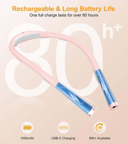 Gritin Book Light, Eye Caring 4-Color&5-Brightness Neck Light Reading Light | Stepless Dimming, 30-min Timer, 80+ Hrs Runtime, Bendable Round Neck Design, Lightweight for Reading, Knitting, Repairing