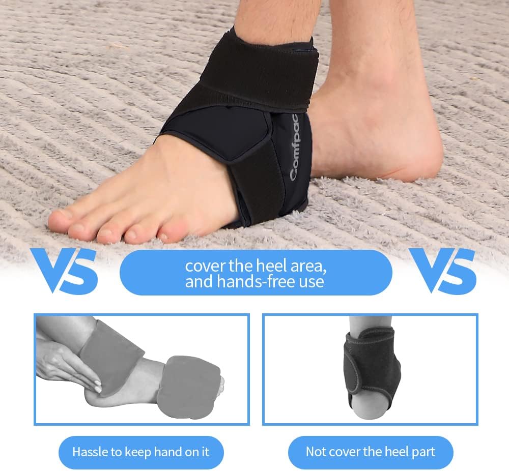 Comfpack Heel Ice Pack Wrap for Plantar Fasciitis Relief, Ankle Ice Pack | FSA Eligible, Ice Pack for Injures Reusable, Gel Cold Pack Warp for Achilles Tendonitis, Swelling, Ankle Sprain, Heel Pain