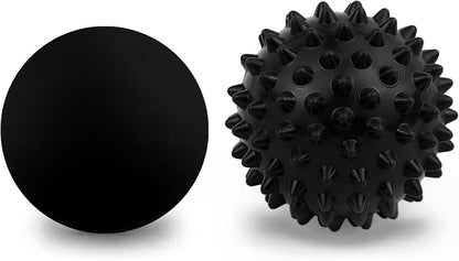 Massage Lacrosse Ball, Spiky Massage Ball, for Deep Tissue, Trigger Point and Myofascial Release, Muscle Knots, and Yoga Therapy (Black-Black)