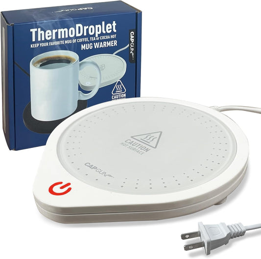 25W Electric Candle Warmer for Coffee Mugs, 75℃ Heating & Auto Shut-Off, Spill-Proof Desk Warmer for Beverages (White)