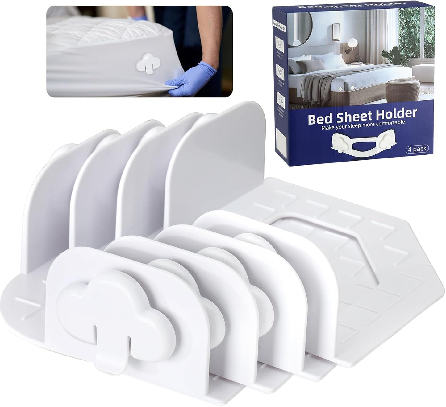 Bed Sheet Holders for Corners, Fitted Sheet Clips Keep Sheets Firm & Tight, Mattress Sheet Holder Strap Grippers