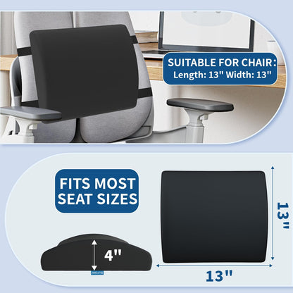 Memory Foam Seat Cushion & Lumbar Support Pillow for Office Chair Car Wheelchair Orthopedic Chair Pad and Back Cushion with Adjustable Straps for Lower Back, Tailbone, Sciatica, Hip Pain Relief