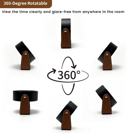 Analog Alarm Clock - 4.5" Silent Non Ticking Small Clock with Light, Rotatable Stand Metal Desk Clock Battery Operated, Simple Design for Living Room Decor/ Bedroom/Bedside/Shelf (Black & White)