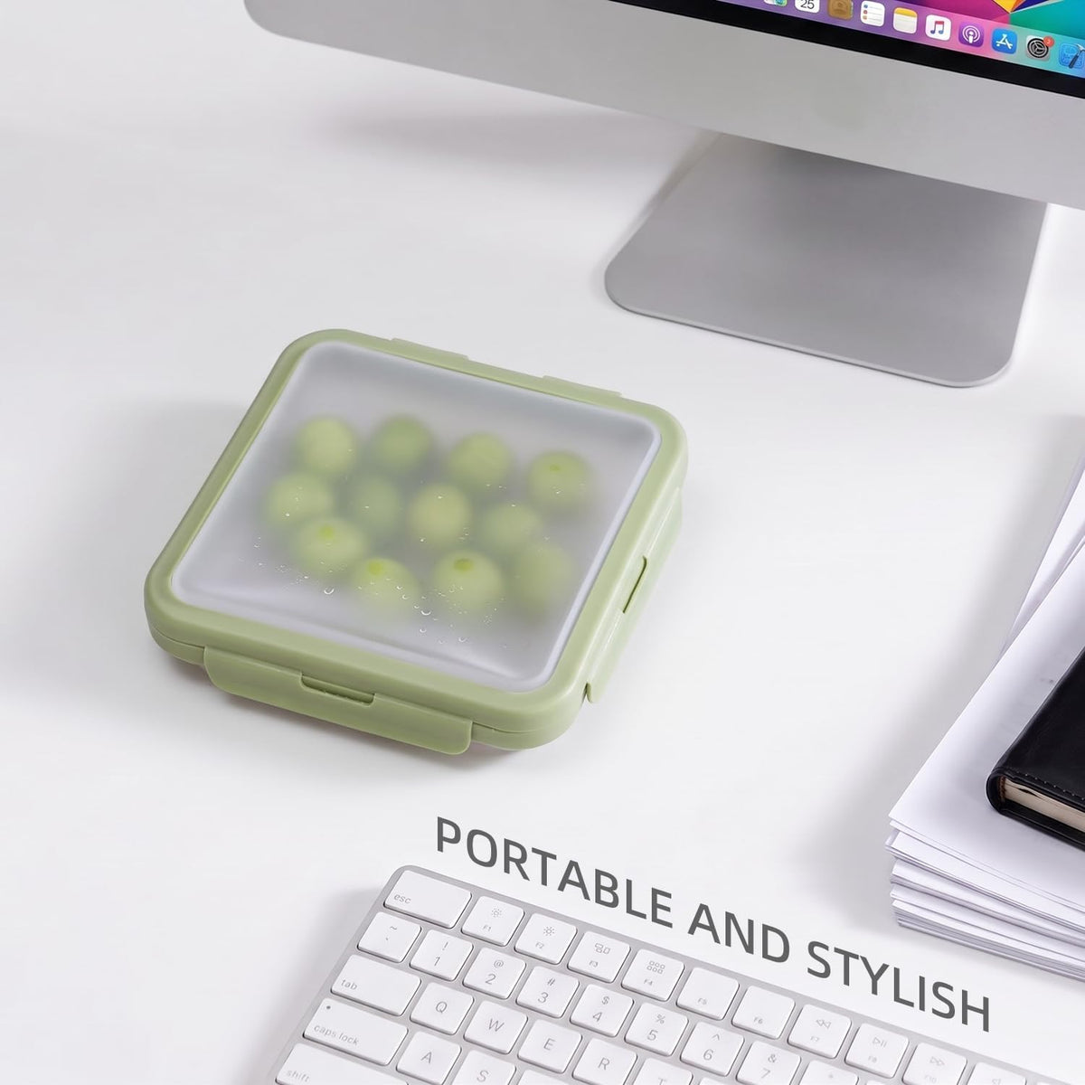 Reusable Silicone Food Storage Container with Lid Avocado Saver(6.5 cups/0.4 gal), Onion Keeper, Silicone Kitchen Organizers for Fridge