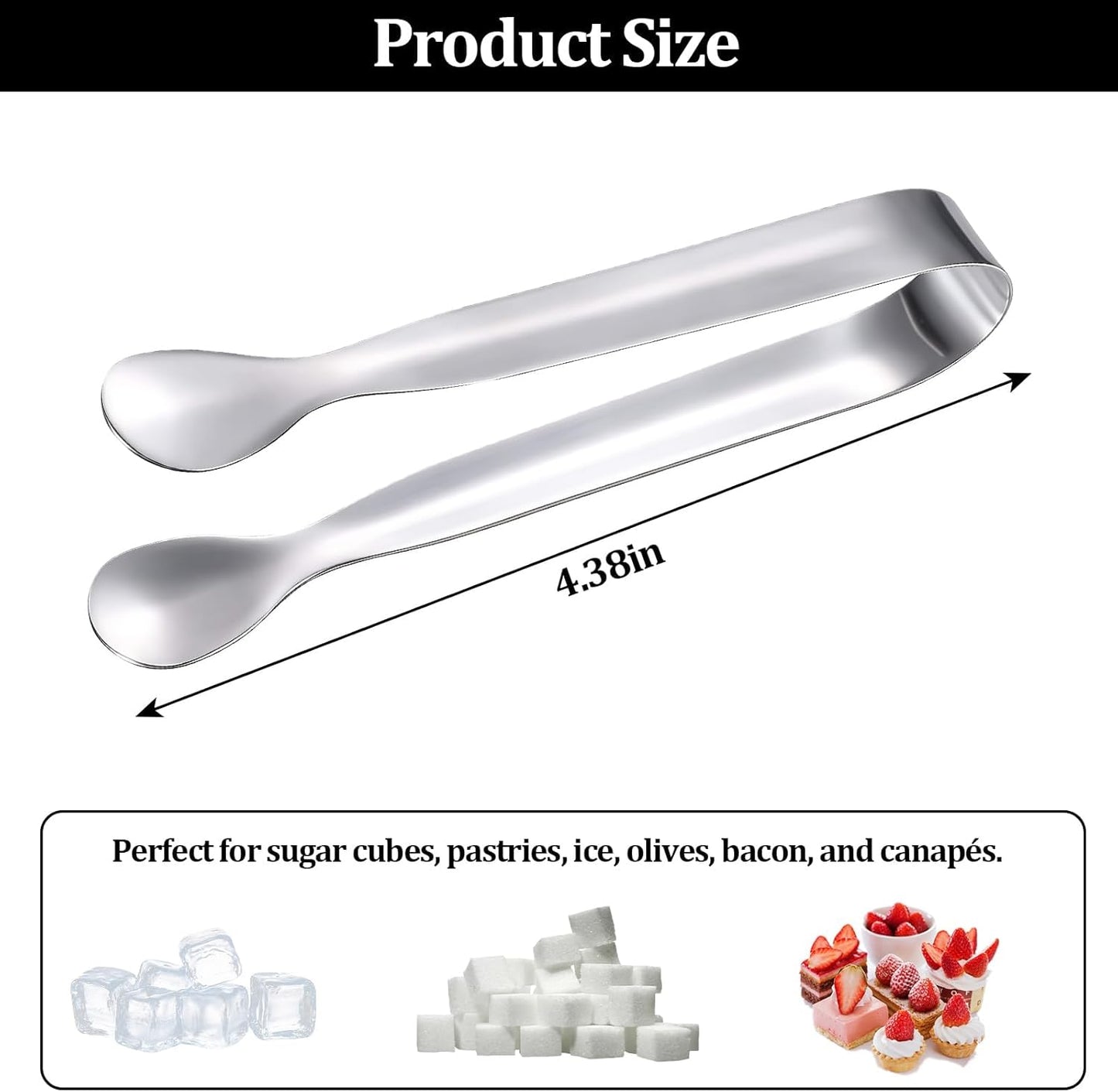 16 Pack Mini Sugar Tongs Stainless Steel Mini Serving Tongs Appetizer Tongs for Candy Buffet, Tea Party, Wedding Ice Tongs for Small Foods, Ice Cubes, Canapés