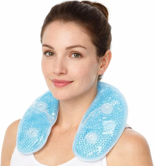Gel Bead Neck & Shoulder Wrap for Pain Relief – Plush U-Shaped Therapy Pad - Reusable Hot & Cold Compress Therapy for Swelling & Injuries