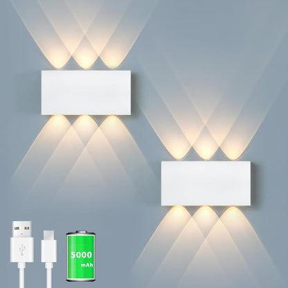 2 Pcs LED Magnetic Wall Sconce Lights,5000mAh Wireless Bedside Wall Light USB Rechargeable Reading Wall Lamp,3 Lighting Colors And Dimmable Battery Operated Wall Sconces (Walnut color, 2 pcs)