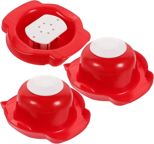 BESPORTBLE 3pcs Handheld Vegetable Grater with Finger Protector, Red Plastic Hand Guard for Potato and Food Shredding, Kitchen Safety Cutting Tool for Food Preparation