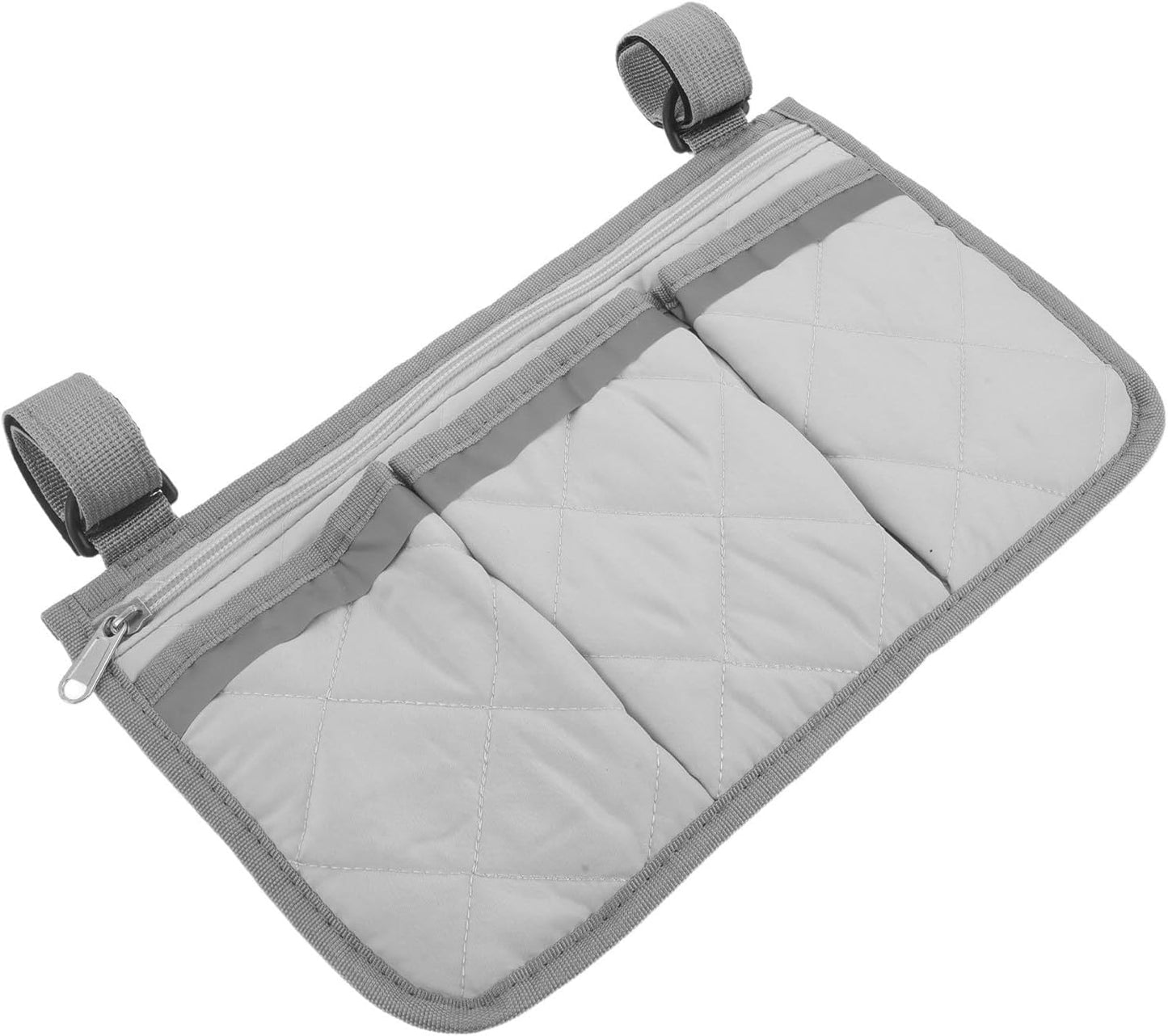 Amosfun Bed Rail Storage Pouch with Zipper Pocket and Integrated Cup Holder, Pongee Material Organizer for Wheelchairs and Mobility Devices, Easy Clean Bedside Rail Caddy for Hospitals