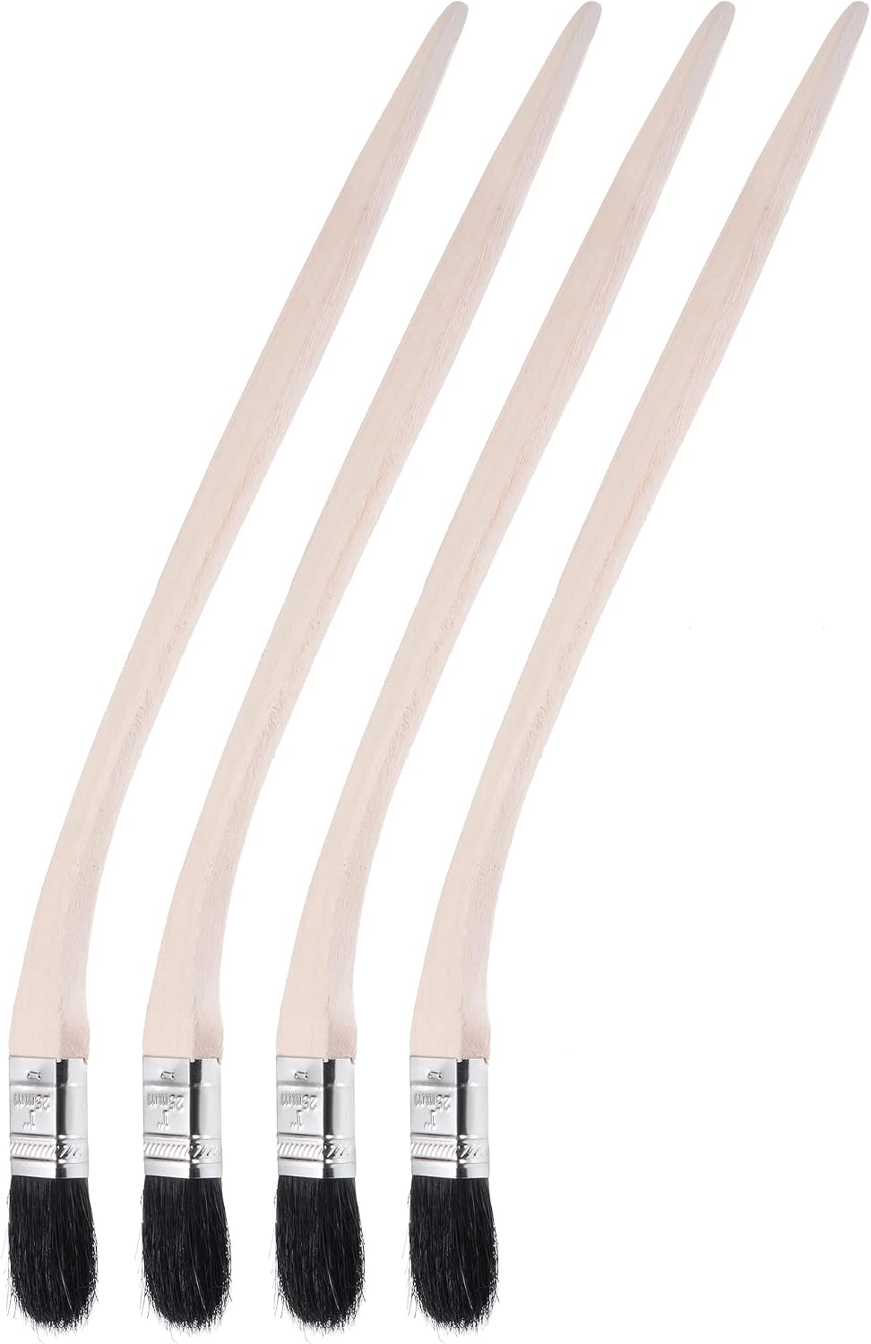 uxcell Bent Radiator Paint Brush 17" Length 2" Width Bristle with Long Wood Handle for Wall Treatment Black 4Pcs